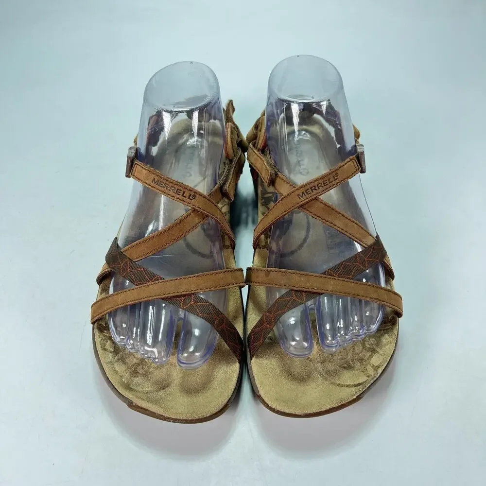 Merrell Jacardia Dark Earth Leather Strappy Sandals Outdoor Women’s Size 9